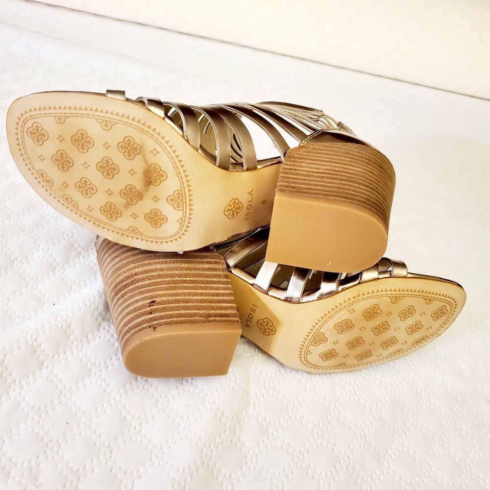 Isola Metallic Gold Caged Sandals Size 6 - Picture 8 of 11